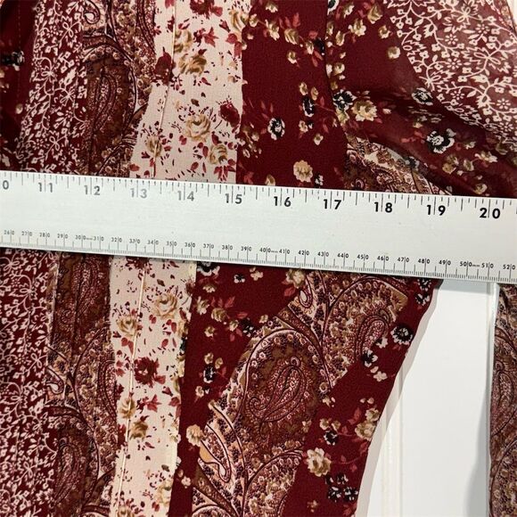 Vintage Laura Ashley Silk Blouse 8 90s Y2K Red Paisley Floral Ruffle Cottagecore - Picture 4 of 9